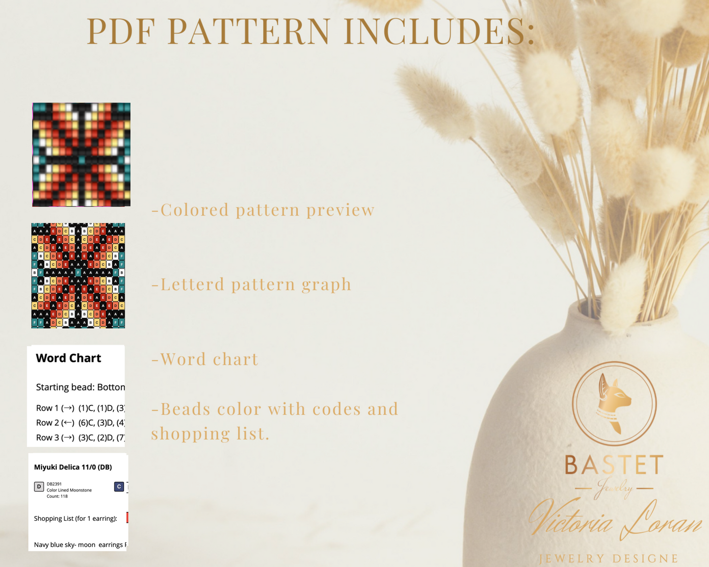 Floral Bead Loom Bracelet Pattern: Native American Inspired Miyuki Delica (PDF)