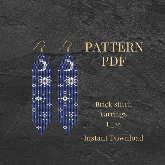 Brick stitch earrings with moon phase design