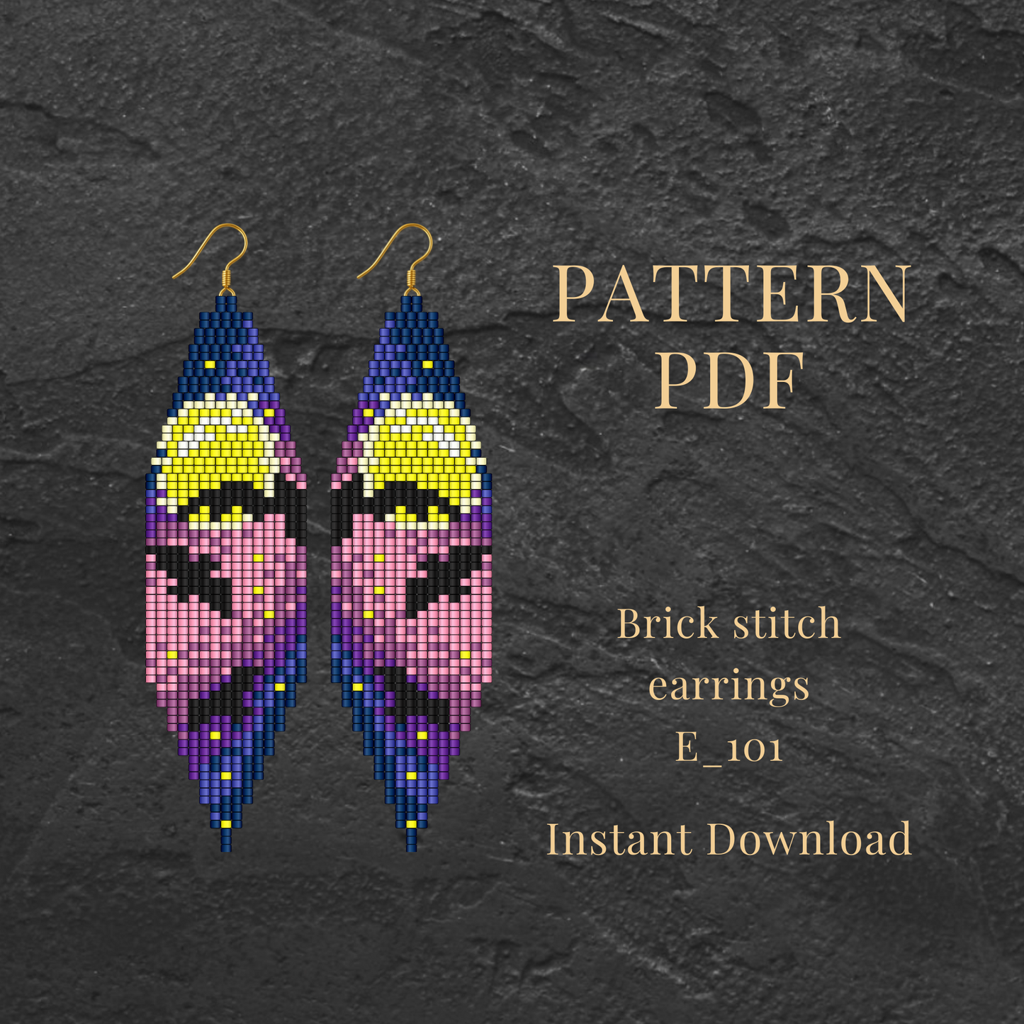 Moon phase Brick stitch earrings pattern PDF 