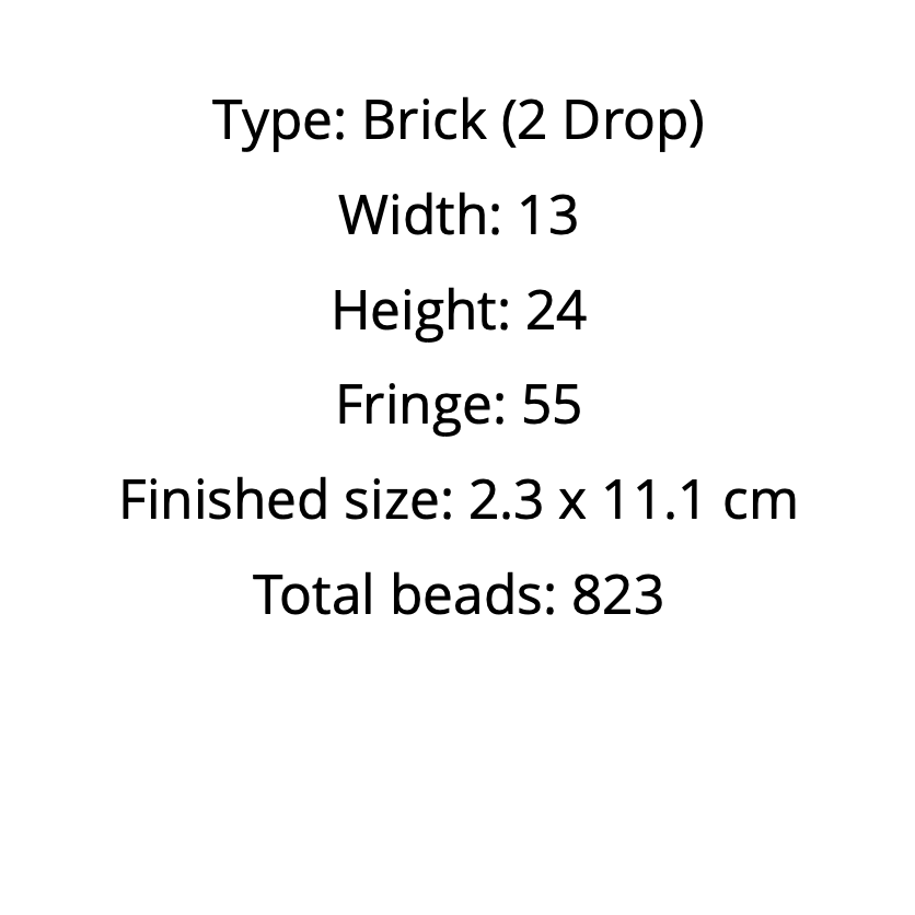 Text detailing beadwork dimensions 