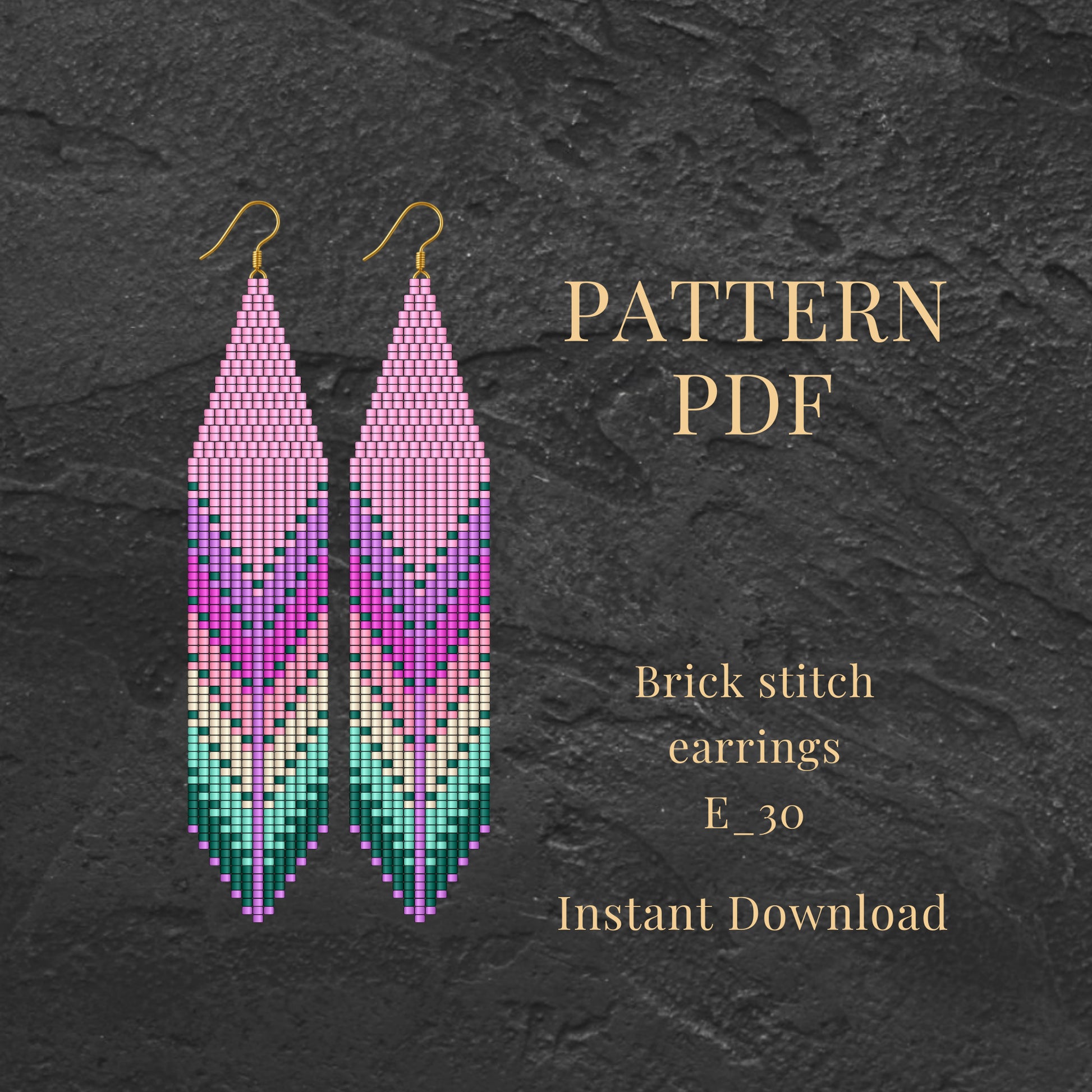 Brick stitch earrings pattern PDF 