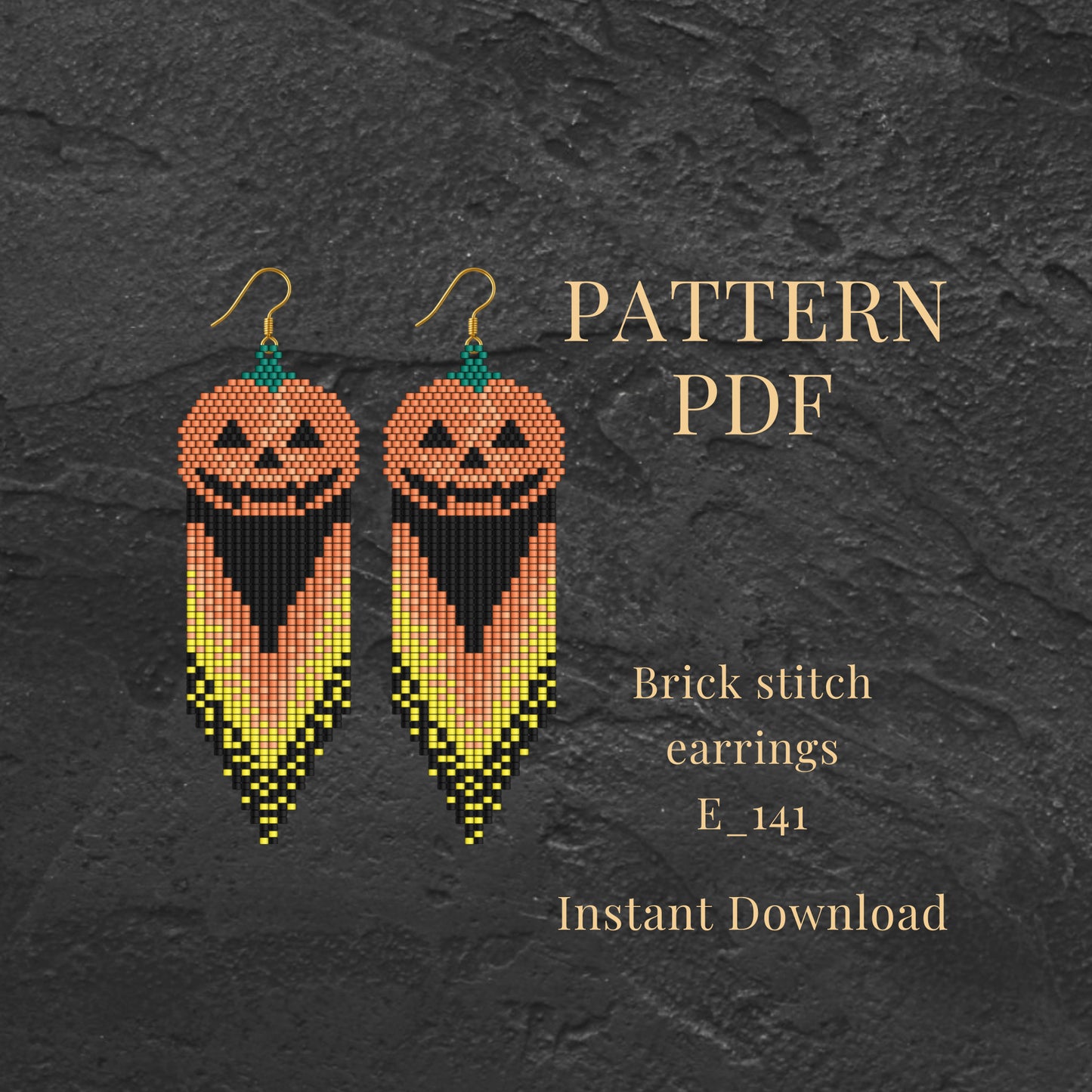 Brick stitch earrings pattern PDF pumpkin earring pattern for halloween