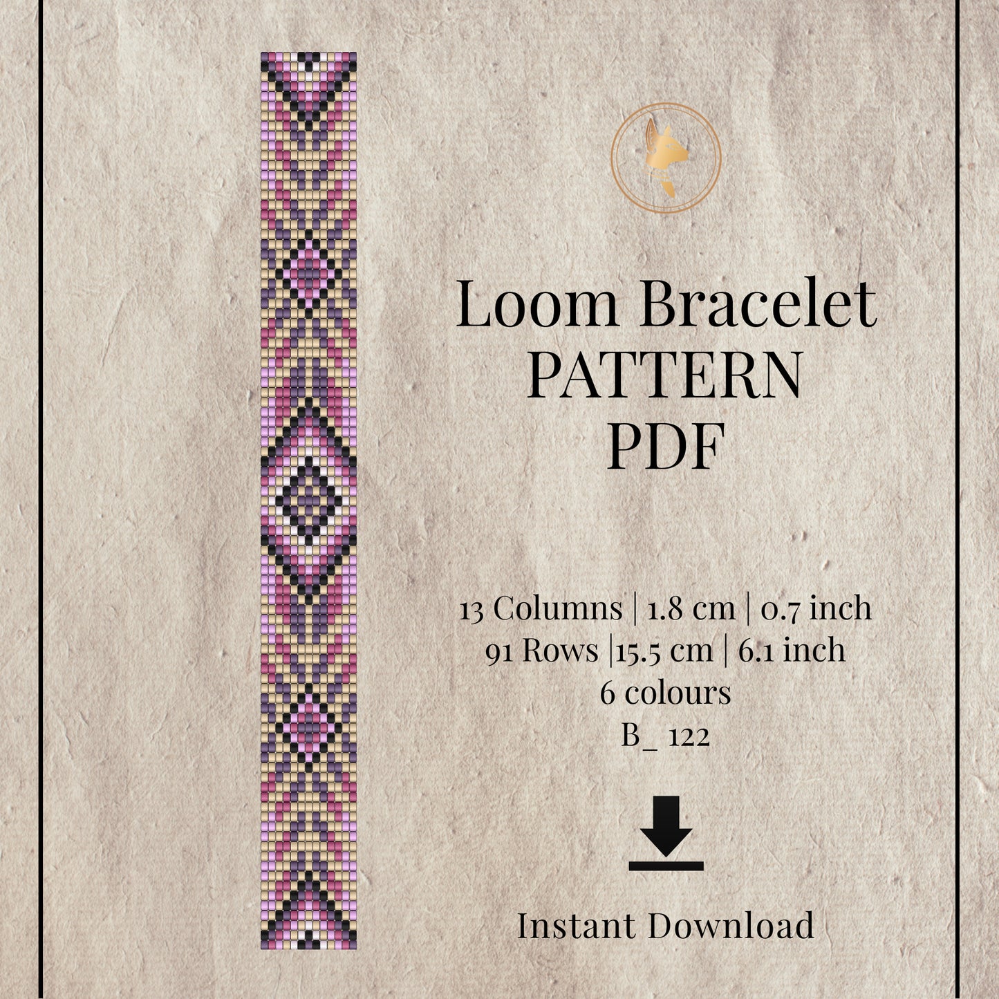 Loom Beading Bracelet Pattern PDF | Purple Boho Bracelet | Miyuki Delica 11/0 | Instant Download