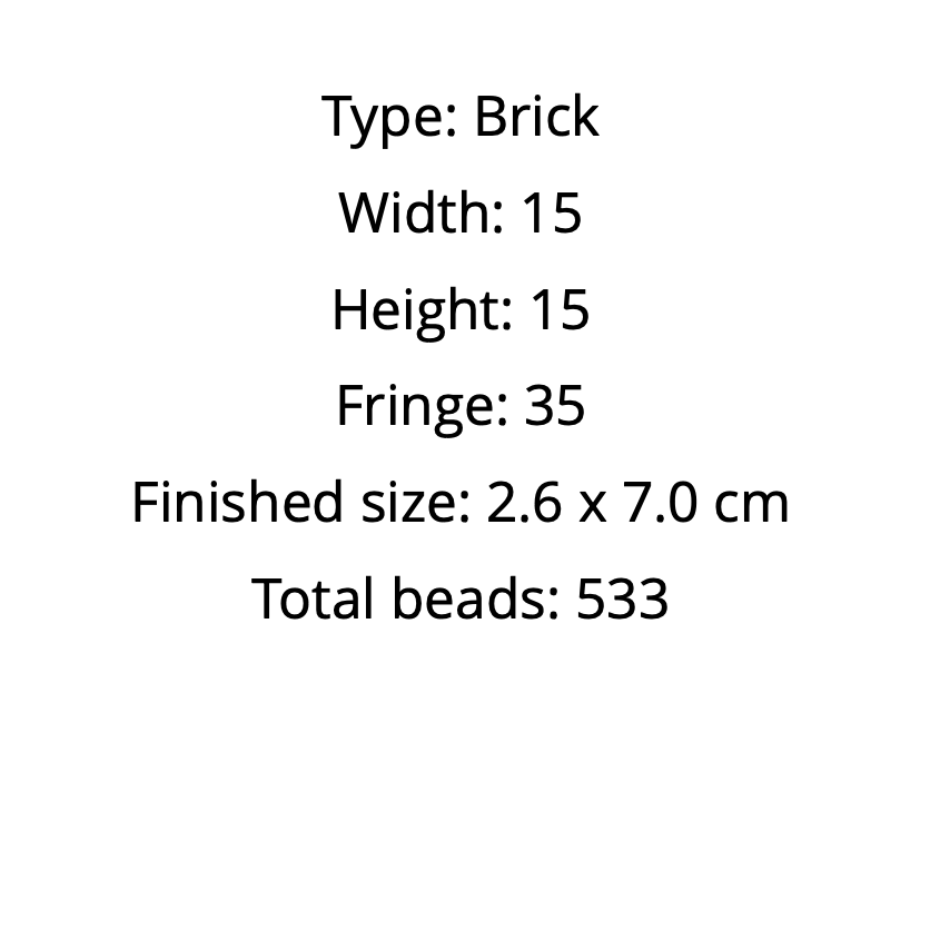 Text detailing brick pattern dimensions of earrings