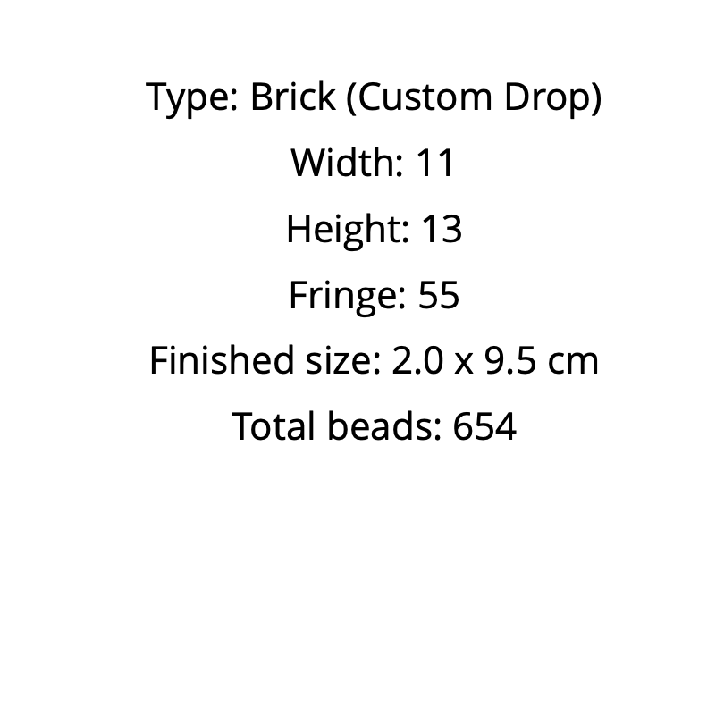 Text detailing the specifications earrings pattern