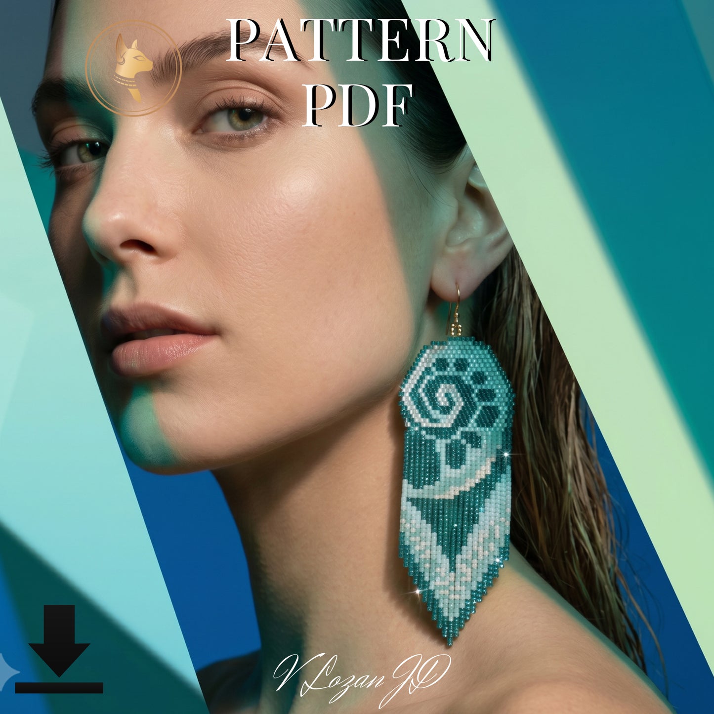 Brick stitch earrings pattern PDF Fibonacci beadwork art inspired