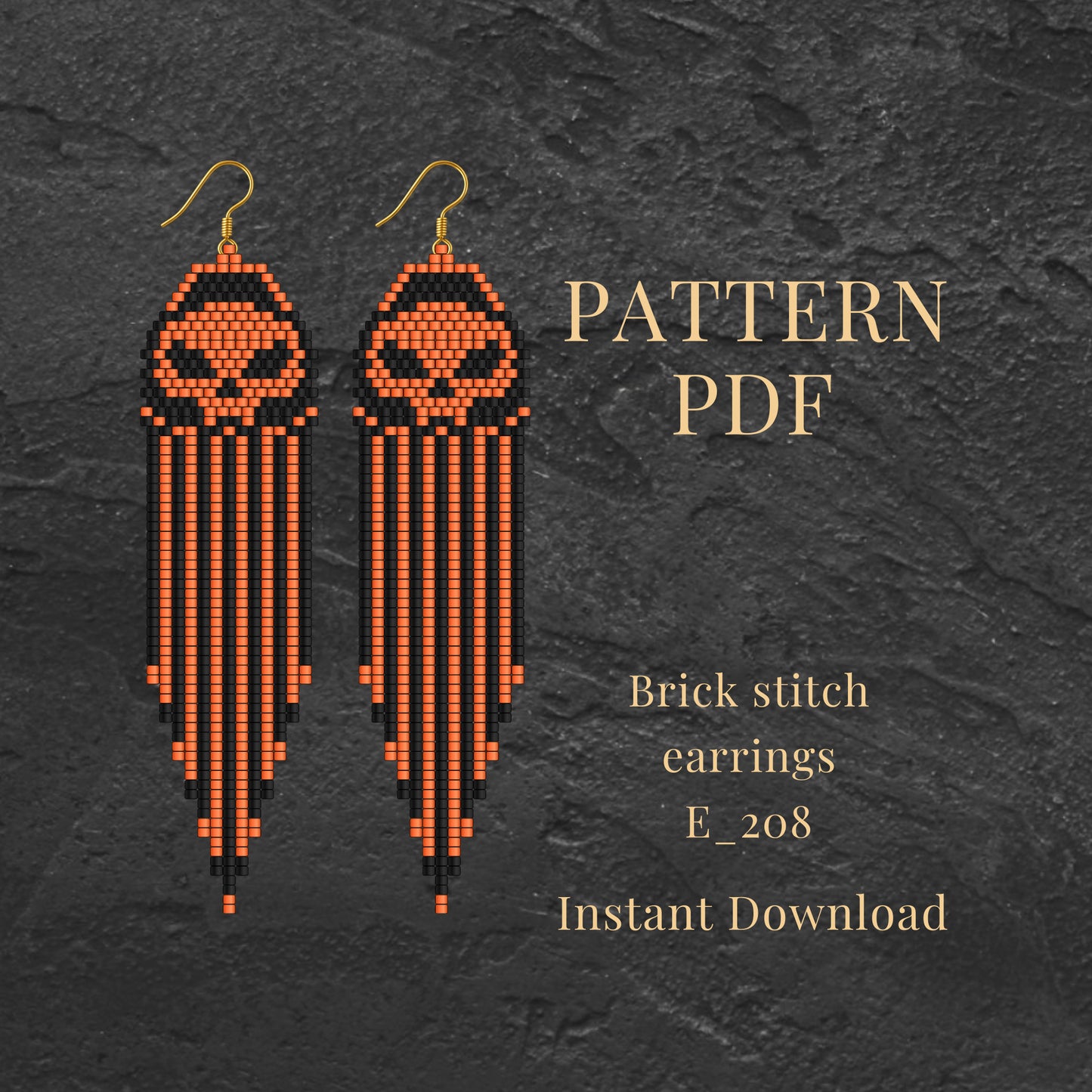 skull Brick stitch earrings pattern PDF 