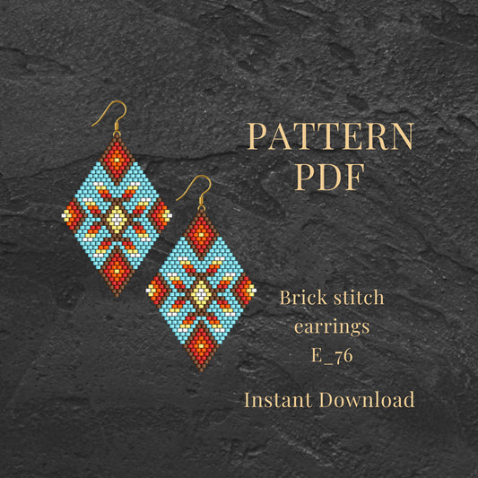 Turquoise Brick stitch earrings pattern