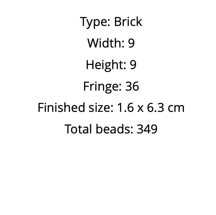 Text detailing the dimensions and bead count earrings pattern