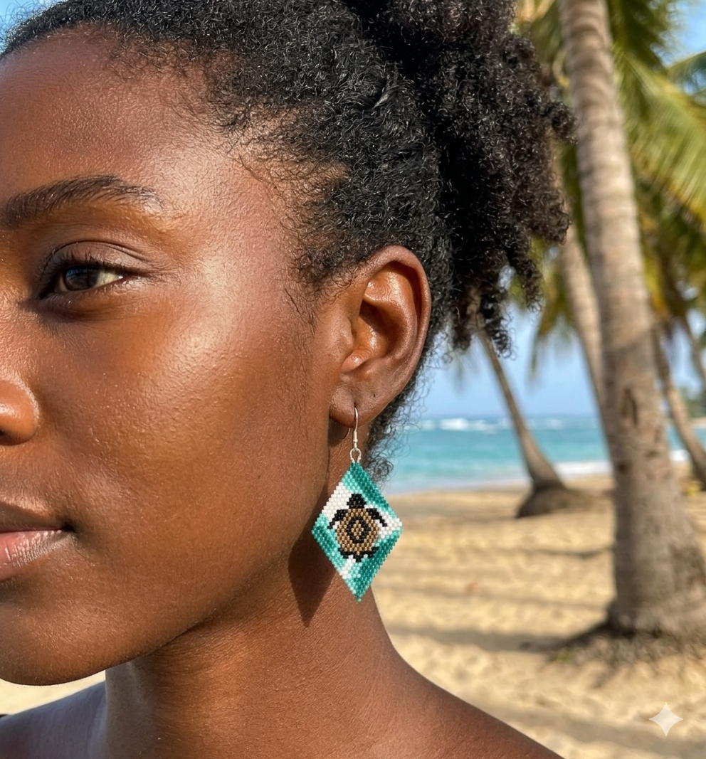 🐢 Boucles d’oreilles avec petites tortues en Miyuki Delica 🐢