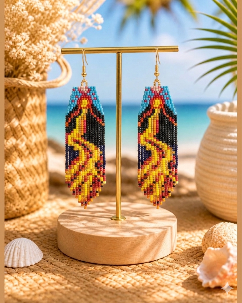 Brick Stitch Earrings Pattern, Fringe Beading Tutorial, Island Inspired Miyuki Delica PDF
