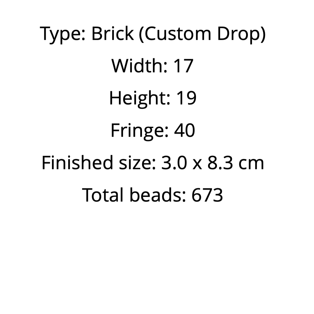 Text detailing brick pattern dimensions and bead count fo the earrings
