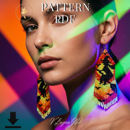 Witch Halloween Earrings Pattern PDF | Brick Stitch Beading Tutorial | Miyuki Delica 11/0 Digital Download